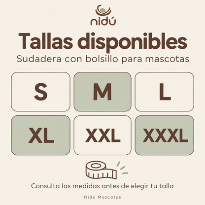 Tallas disponibles sudadera para mascotas Nidú