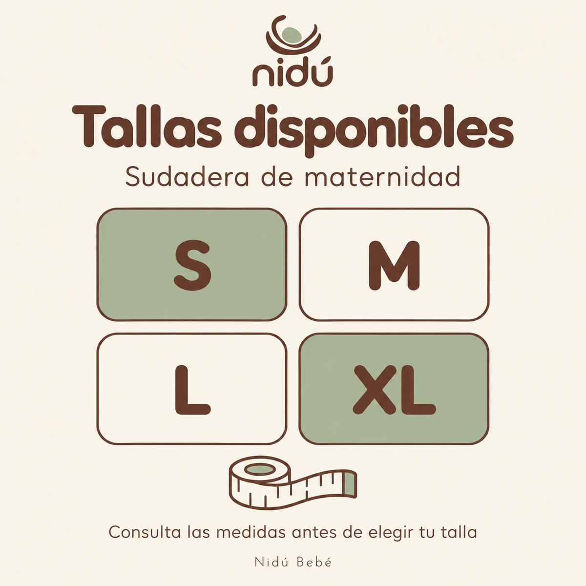 Tallas disponibles sudadera de porteo Nidú
