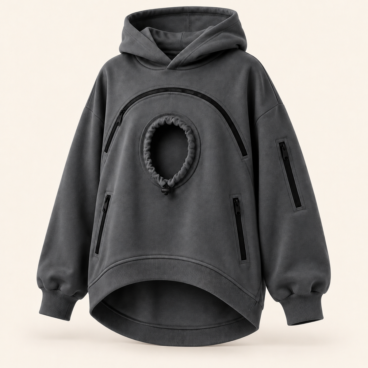 Sudadera canguro para mascotas Nidú gris