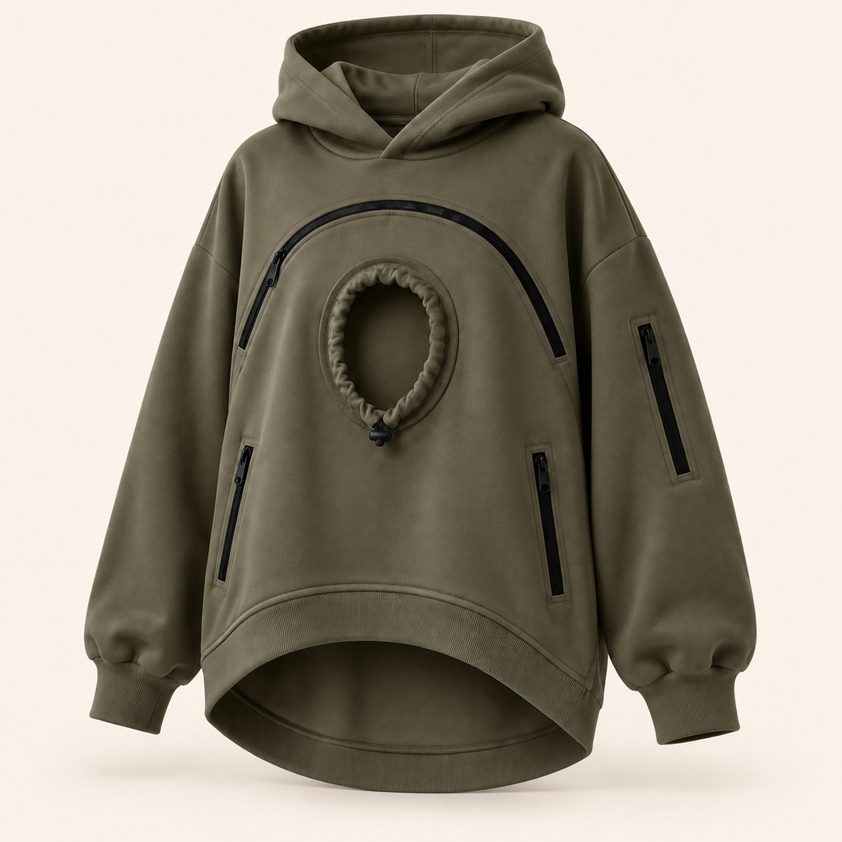 Sudadera canguro para mascotas Nidú oliva